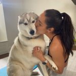 Kayla Itsines with her pet dog