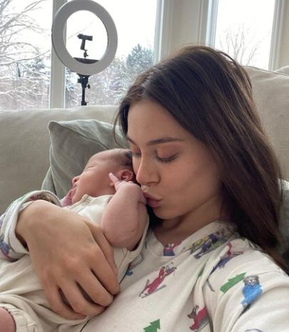 Lana Rhoades with her son