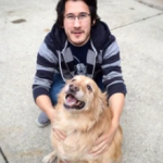 Markiplier with his pet dog