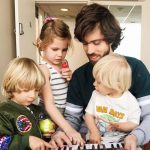 Daniel Wayne Sermon with his son River and another two children