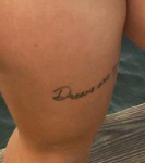 Danielle Cohn Tattoo on right thigh