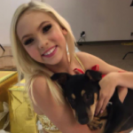 Jordyn Jones with her pet dog pic