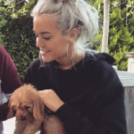 Lottie Tomlinson with her pet dog-