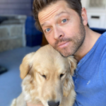 Misha Collins with his pet dog