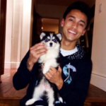 Nyjah Huston with his pet dog
