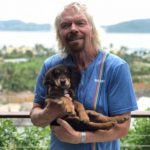 Richard Branson with his pet dog