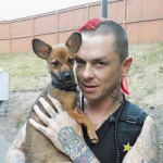 Sid Wilson with his pet dog