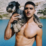 Taylor Zakhar Perez with his pet dog