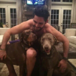 Thomas Rhett with his pet dogs