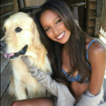 Jasmine Tookes with her pet dog