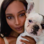 Jasmine Tookes with her pet dog pic