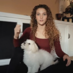 Sofie Dossi with her pet dog