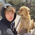 Tanner Fox with his pet dog