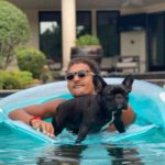 Trae Young with his pet dog