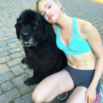 Elena Kampouris with her pet dog