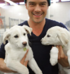 Josh Duhamel with his pet dogs