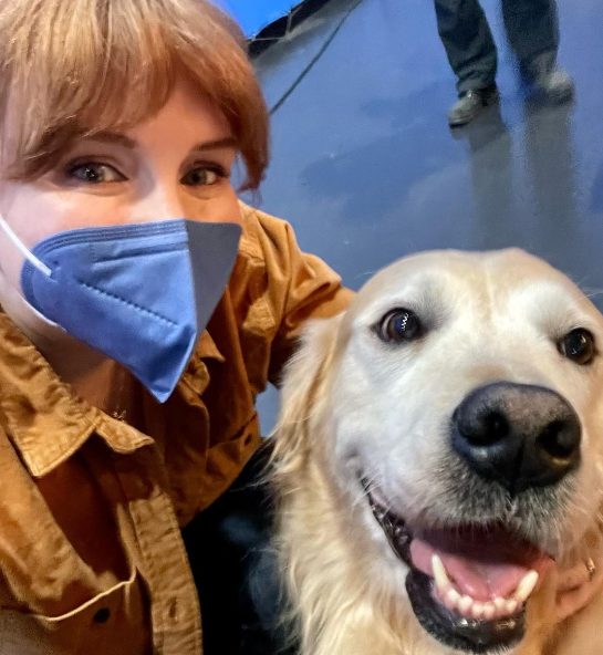 Bryce Dallas Howard with her pet dog