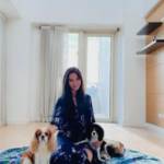 Catriona Gray with her pet dogs