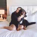 Demi-Leigh Nel-Peters with her pet dog-