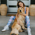 Demi-Leigh Nel-Peters with her pet dog