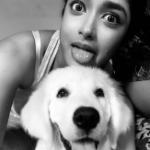 Dimple Hayathi with her pet dog
