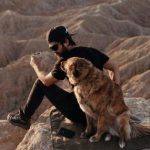 Justin Chatwin with his pet dog