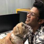 Naveen Polishetty with his pet dog