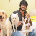 Raj Tarun with his pet dogs