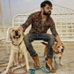 Ram Pothineni with his pet dogs