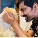 Ravi Teja with his pet dog
