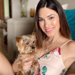 Gabriela Isler with her pet dog
