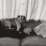 Jamie Campbell Bower with his pet dog-