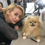 Janet McTeer with her pet dog