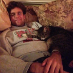 John Paul Reynolds with his pet cat