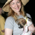 Laura Linney with her pet dog