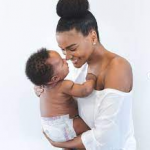 Leila Lopes with her son