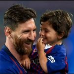Mateo Messi with his father Lionel Messi