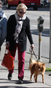 Meryl Streep with her pet dog