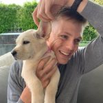 Caspar Lee with his pet dog j