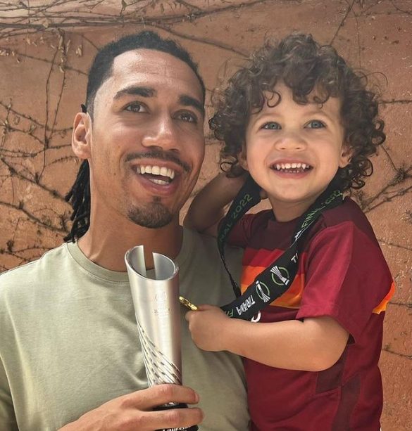 Chris Smalling with his son Leo Smalling