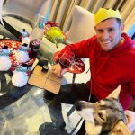 James Milner with his pet dog