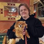 Lewis Calamari with his pet dog pic