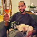 Theo Walcott with his pet dogs