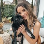 Zoe Sugg with her pet dog