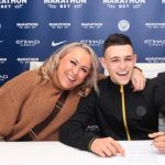 Phil Foden with his mother Claire Foden