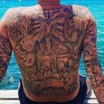 Sam Gowland's full back tattoos