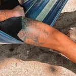 Sam Gowland's right leg tattoos