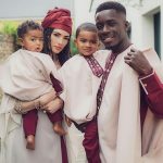 Idrissa Gueye with his wife and children