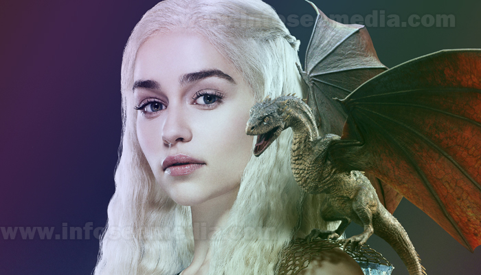 Emilia Clarke as Mother of Dragons on Game of thrones