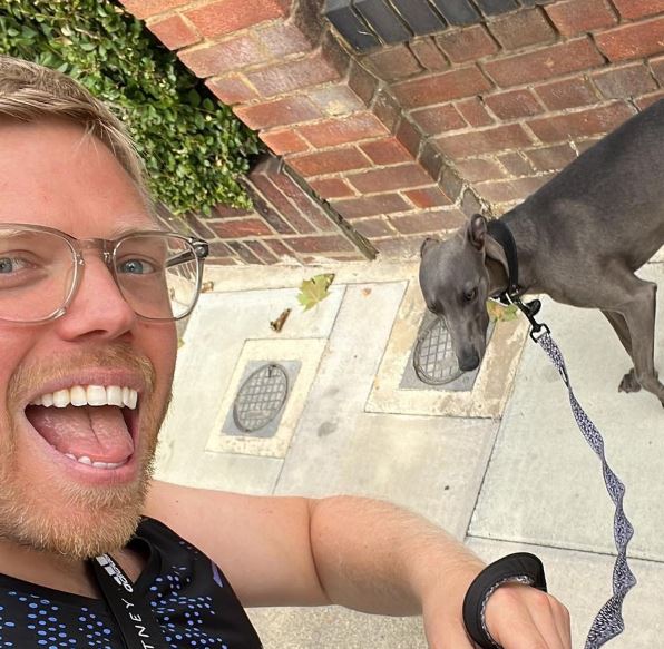 Rob Beckett with his pet dog